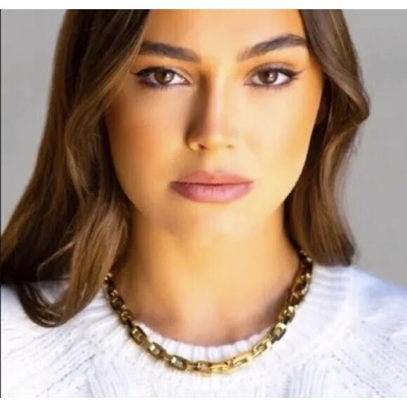 Eddie Borgo Supra Link Gold Chain Necklace 12K Finish Heritage Luxe Statement - Picture 4 of 16